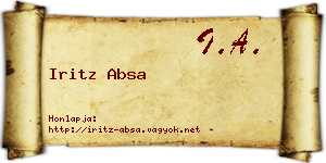 Iritz Absa névjegykártya